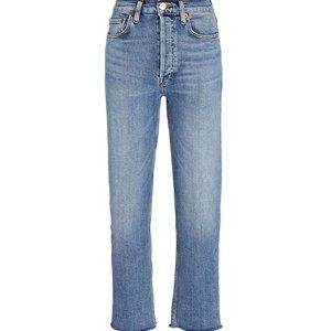 RE/DONE High-Rise Stove Pipe Jeans - Size 26 - Medium Stone